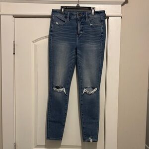 American Eagle Outfitters Blue Ripped Skinny Jeans